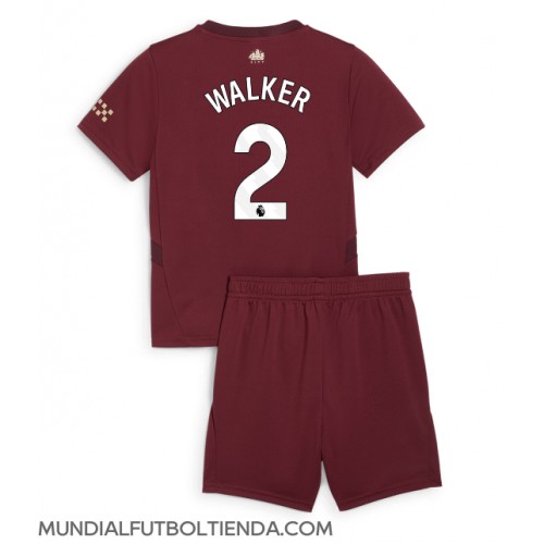 Camiseta Manchester City Kyle Walker #2 Tercera Equipación Replica 2024-25 para niños mangas cortas (+ Pantalones cortos)